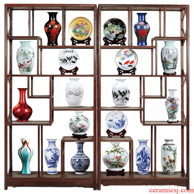 Rich ancient frame furnishing articles of jingdezhen porcelain ceramics dried flower vases, flower arrangement sitting room small blue and white porcelain decorative arts and crafts