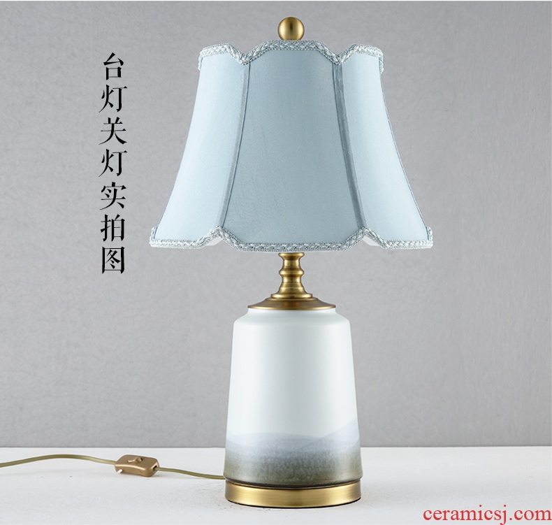 New Chinese style lamp ceramic decoration art of contemporary and contracted designer sitting room the bedroom of the head of a bed lamp all copper lamps and lanterns