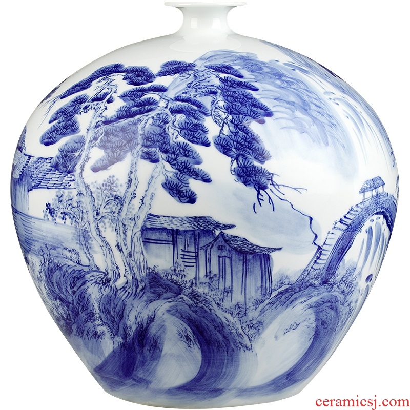 Jingdezhen ceramics hand-painted modern Chinese blue and white porcelain vases, flower arrangement sitting room crafts home decoration furnishing articles