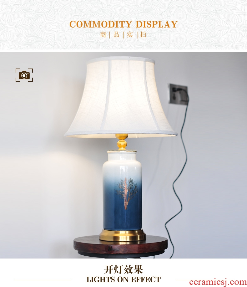 Creative American full copper ceramic desk lamp simple atmospheric LED study of the sitting room the bedroom nightstand chandeliers