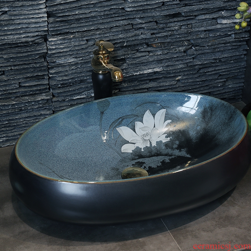 Jingdezhen art stage huai basin creative Chinese ceramic washbasin Mediterranean toilet lavabo restoring ancient ways