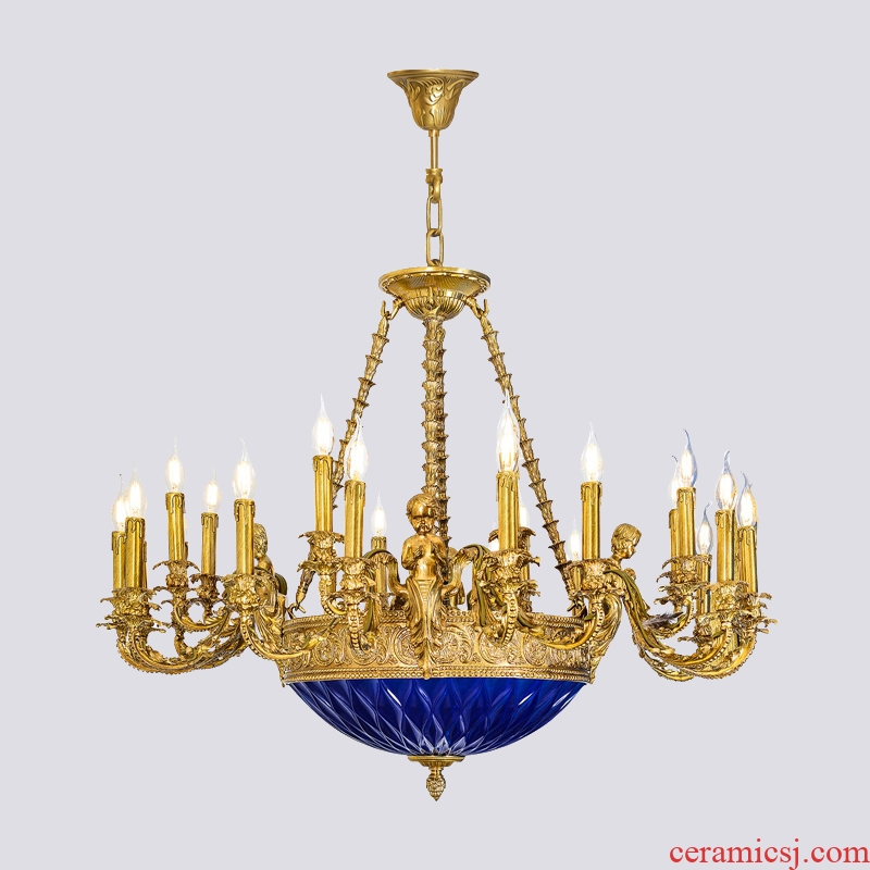 French romantic full copper ceramic chandeliers luxury european-style villa palace restoring ancient ways is full copper sitting room dining-room droplight