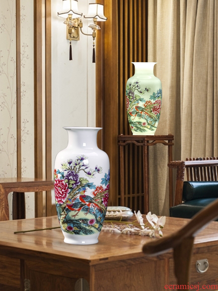 Vase of jingdezhen ceramic vase high white mud thin foetus pastel blue and white porcelain vase vase rich ancient frame is placed in the living room