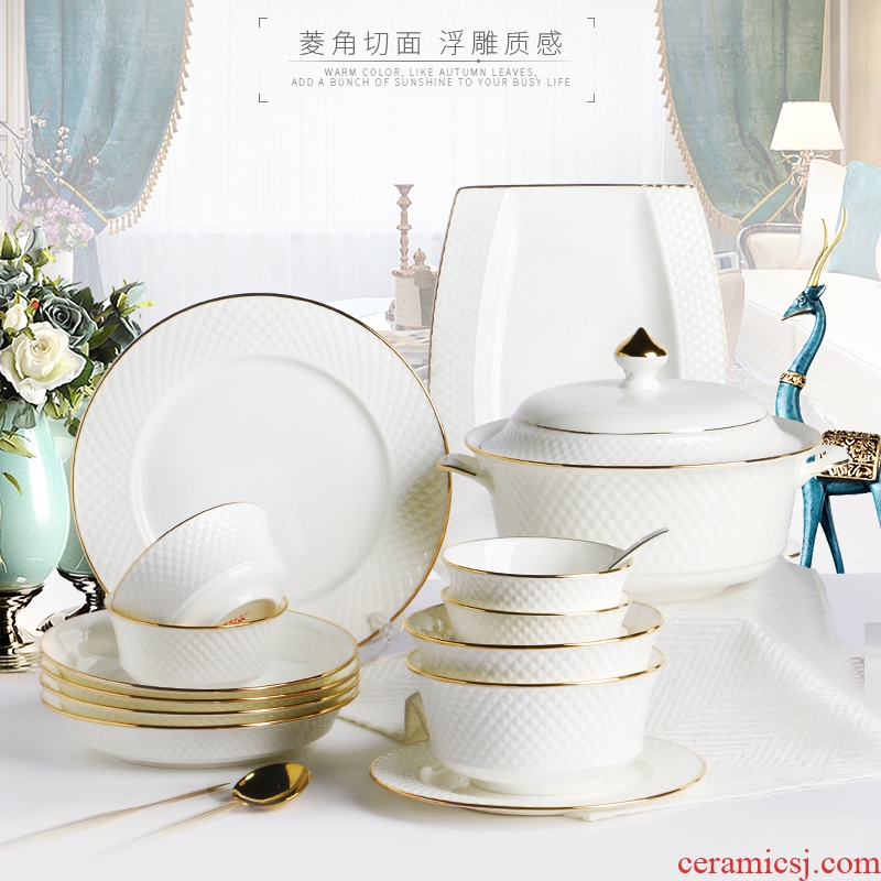 Nordic of creative personality bowls plates outfit light jingdezhen high-class european-style luxury creative western food web celebrity tableware