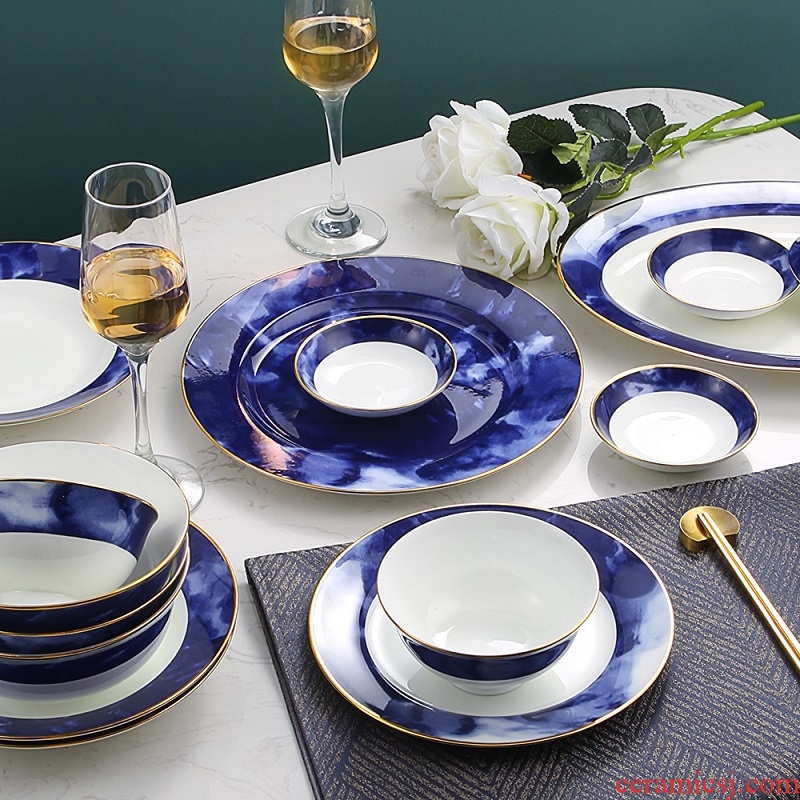 "Godwin zhang" modern bone porcelain tableware suit creative art derivatives jingdezhen bowls plates mountain