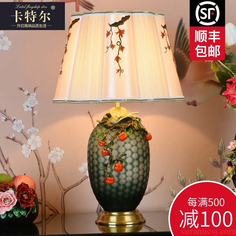 New Chinese style restoring ancient ways all copper colored enamel lamp bedroom berth lamp study creative decoration villa ceramic lamps and lanterns