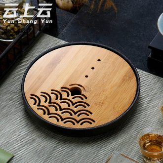 Cloud cloud ceramic tea tray circular water household kung fu tea tea heavy bamboo trays contracted tea mini