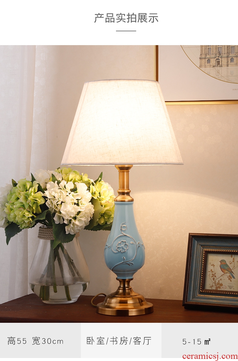 Ceramic lamp lights the sitting room is the study of new Chinese style of bedroom the head of a bed bedside lamp decoration American European sweet romance