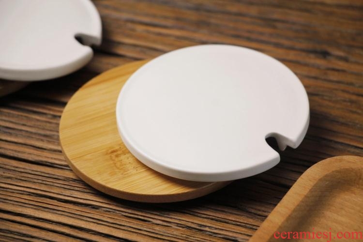 General mark cup lid thicken water bamboo lid cover glass lid large ceramic cups cover wood stamped with the grommet