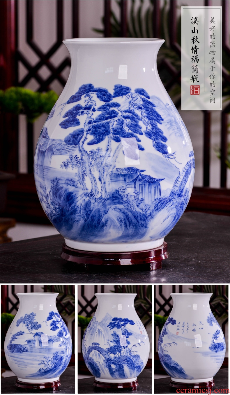 New Chinese blue and white porcelain of jingdezhen ceramics vase flower arrangement home TV ark sitting room adornment handicraft furnishing articles