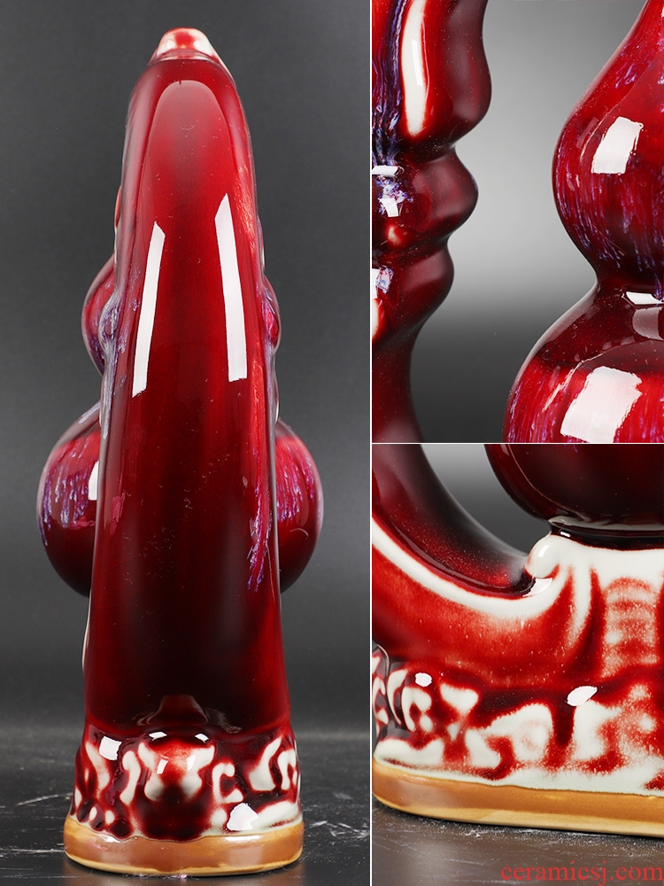 Pottery and porcelain vases, jun porcelain carving red f-fook furnishing articles feng shui home decoration festival art crafts