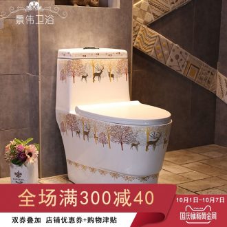Jingdezhen milu deer forest European art ceramic toilet Nordic siphon ordinary household toilet implement