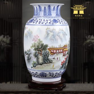 Insert jingdezhen blue and white ceramics powder enamel vase XianGe qing ju masters hand-painted home sitting room adornment is placed