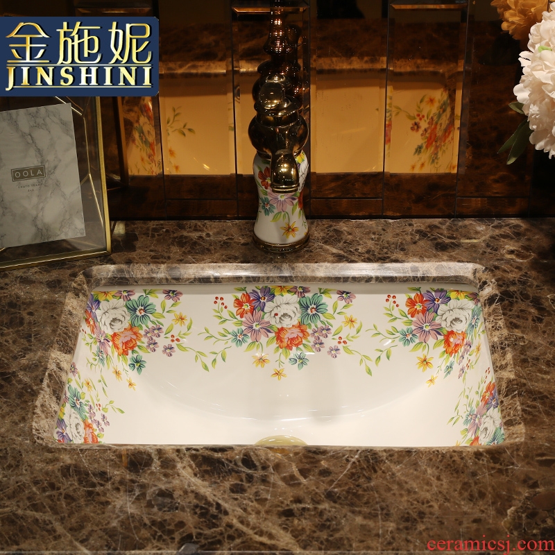 Gold cellnique undercounter lavabo embedded square lavatory basin bathroom basin ellipse ceramic household