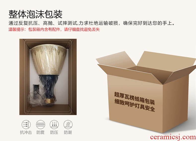 Desk lamp of bedroom the head of a bed lamp sitting room American new Chinese style restoring ancient ways European rural warmth creative ceramic desk lamp of remote control
