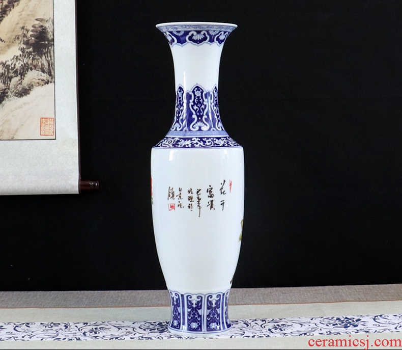 Be born blue and white porcelain vases, jingdezhen ceramics furnishing articles sitting room dry flower arranging flowers hand-painted decorative handicrafts