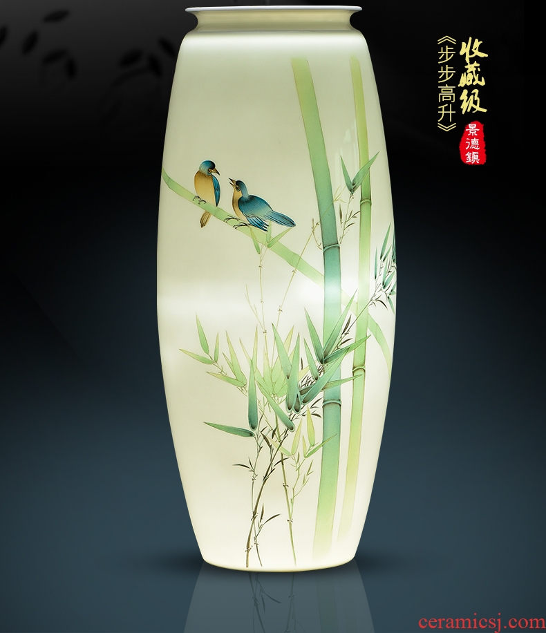 Jingdezhen ceramics furnishing articles hand-painted bamboo vases, flower arrangement of the sitting room porch decoration of new Chinese style household ornaments