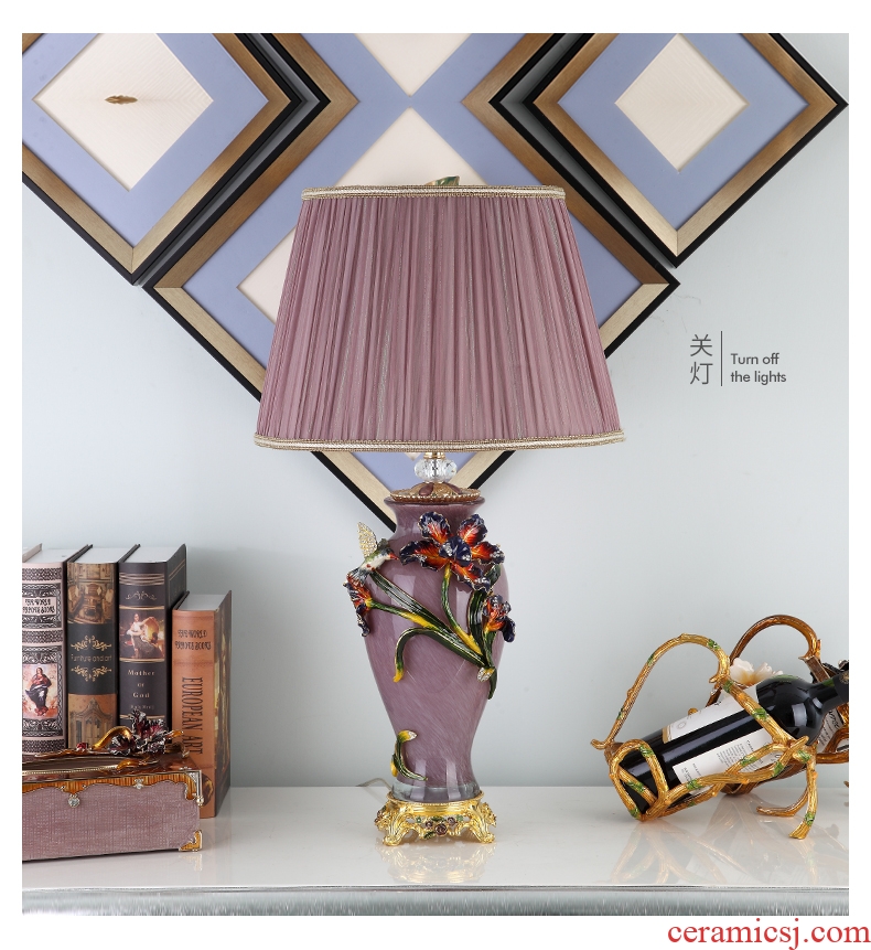 Cartel type colored enamel lamp sitting room luxury villa high-grade atmosphere ceramic lamp of bedroom the head of a bed