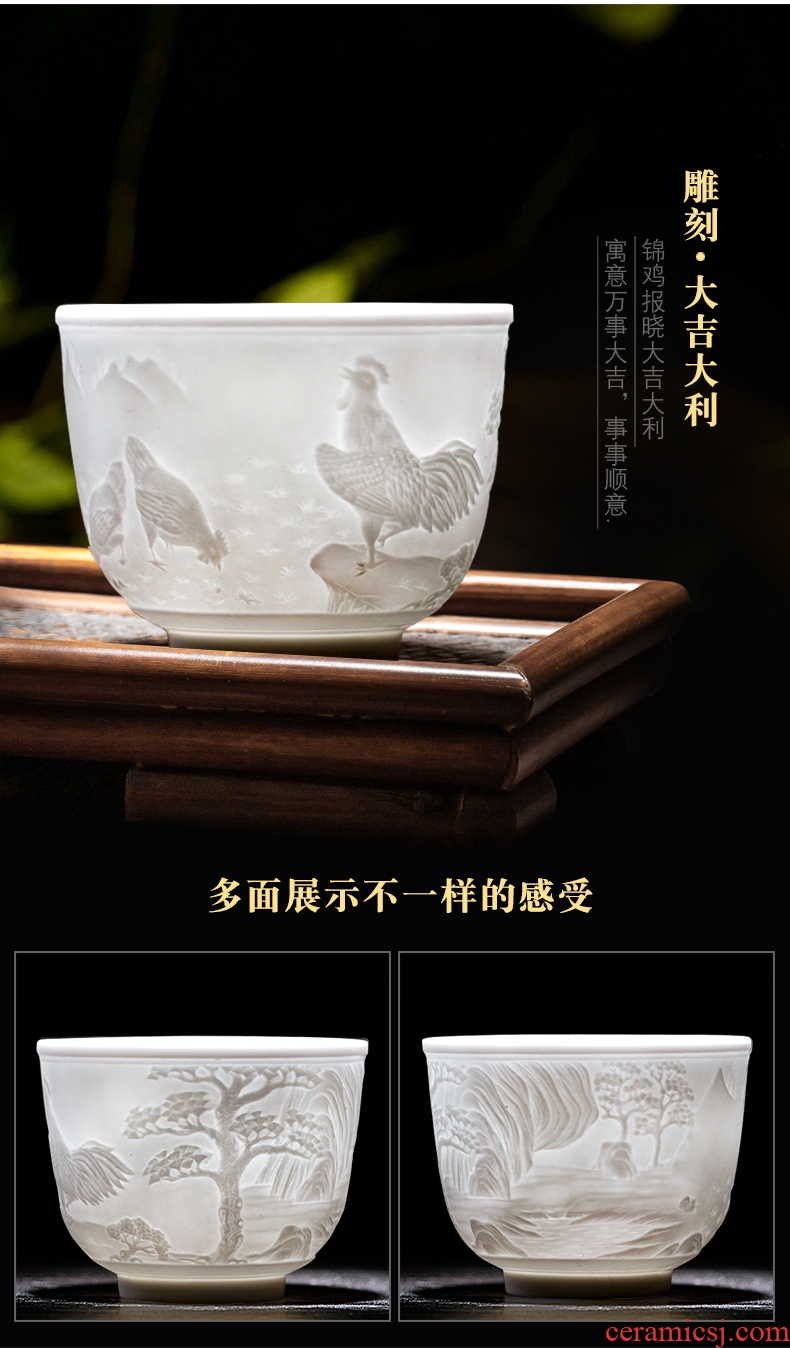 Jingdezhen ceramic manual sculpture master kung fu tea cups individual cup cup single cup tea tureen gift mugs