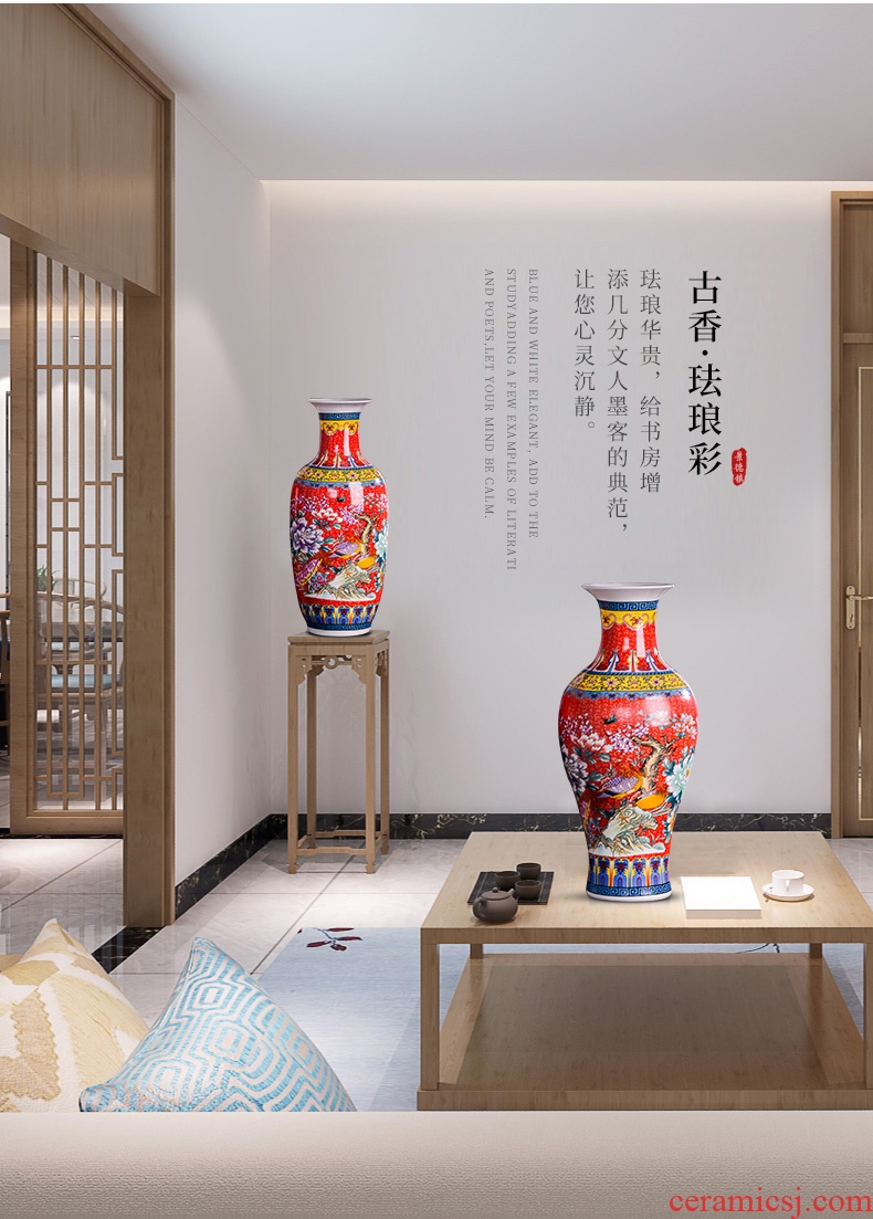 Jingdezhen ceramics of large vases, flower arrangement in modern Chinese style household living room TV cabinet porch is decorated furnishing articles