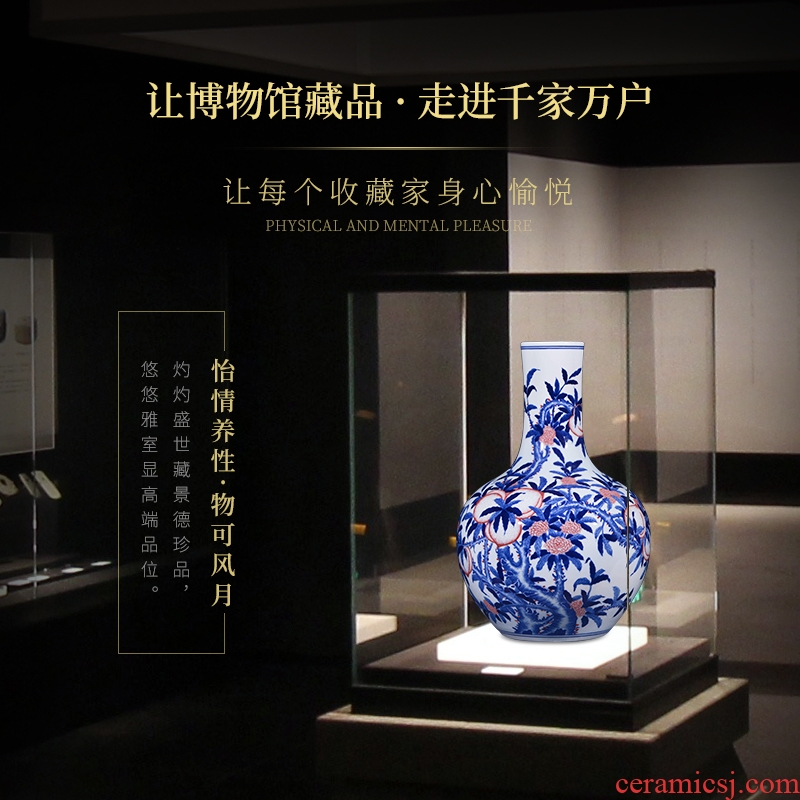 Jingdezhen blue and white antique ceramics large vases, new Chinese style household living room TV ark adornment flowers furnishing articles