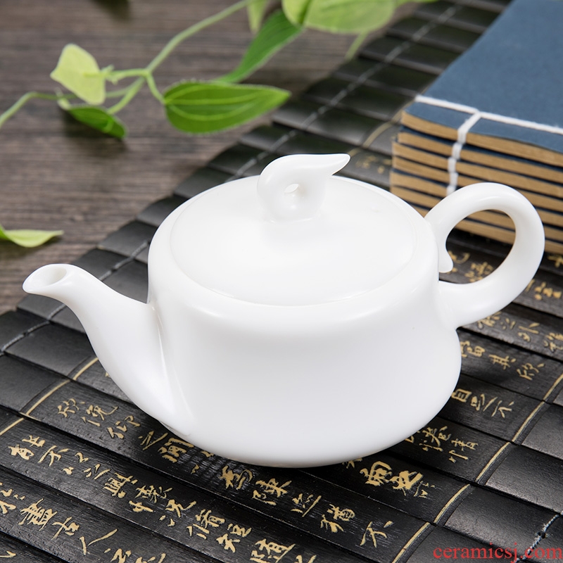 Ronkin suet jade teapot dehua white porcelain beauty ceramic single pot of tea pot small household contracted tea kettle