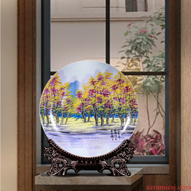 Jingdezhen ceramics of new Chinese style household wine sitting room decorate new home furnishing articles plate moved into small ornament