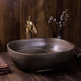 Ceramic wash dish stage basin oval restoring ancient ways home sanitary Chinese drawing art basin bathroom toilet