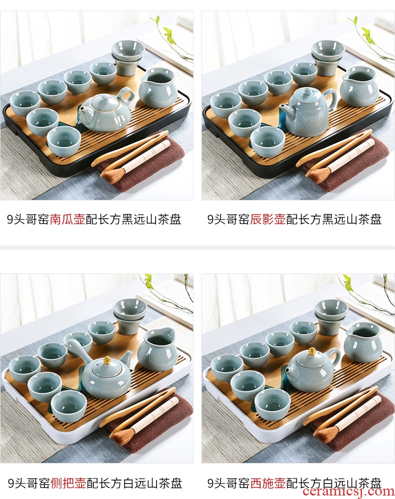 The elder brother of the ceramic kiln porcelain god kung fu tea set side take pot of household contracted teapot teacup dry plate of tea table