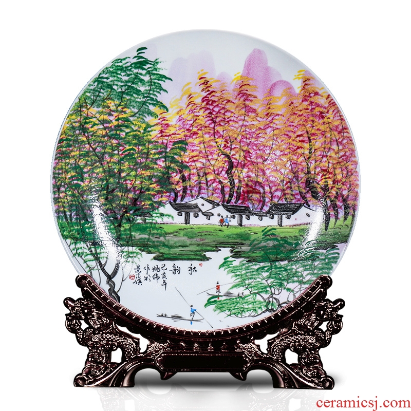 Jingdezhen ceramics decoration hanging dish new rich ancient frame new home furnishing articles moved into the sitting room of Chinese style household decoration