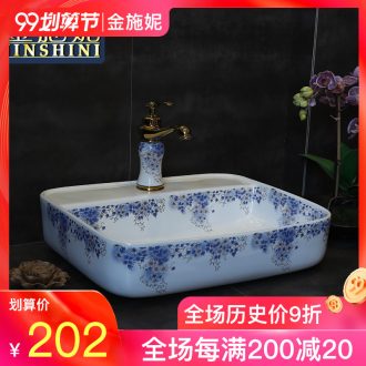 Gold cellnique green decorative pattern ceramic lavatory the basin that wash a face on the new Chinese style retro basin sink basin