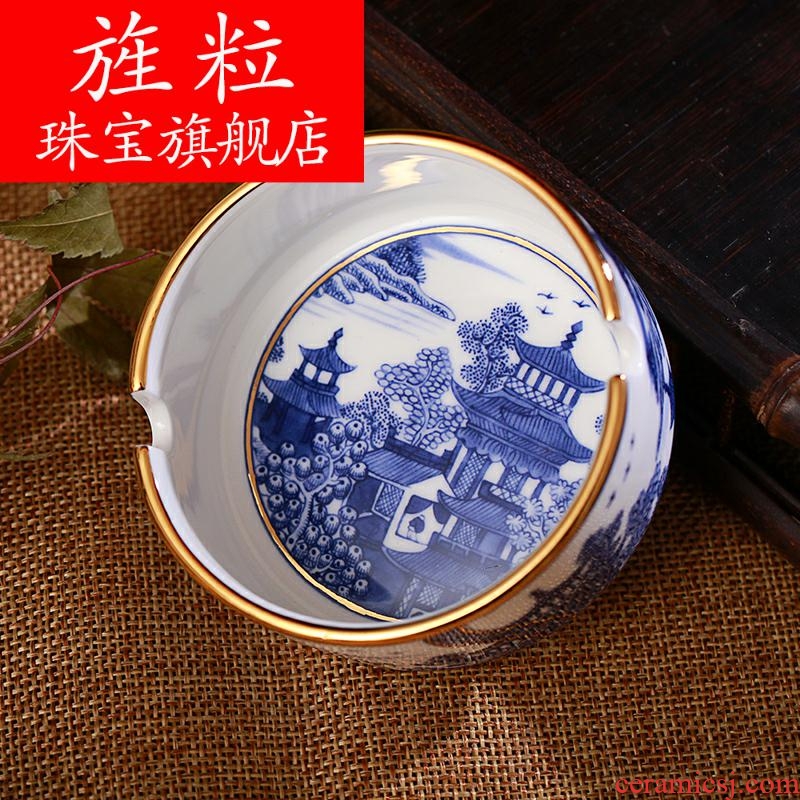 Kt under the blue and white porcelain of jingdezhen ceramics glaze colour classical colour smoke plate the ashtray ashtray manual crafts and gifts