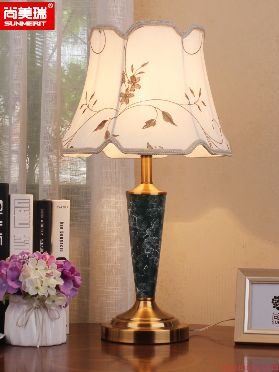 American contracted lamp light ceramic desk lamp of bedroom the head of a bed hotel apartment room lighting