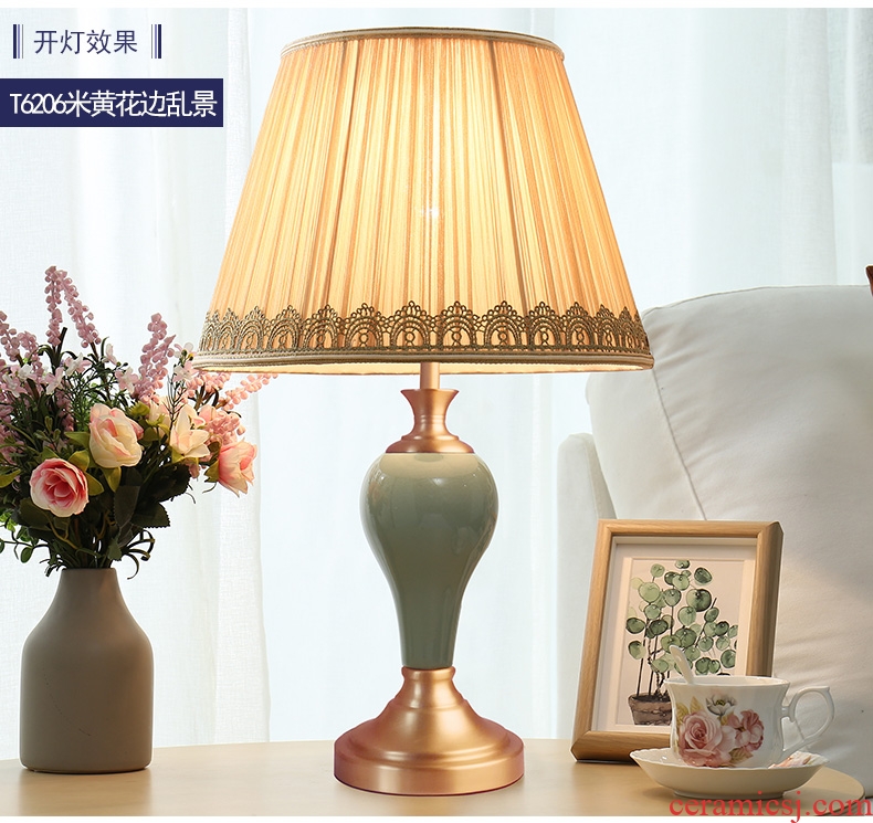 American ceramic desk lamp full copper contracted and contemporary sitting room study of bedroom the head of a bed sweet romance warm light household decoration