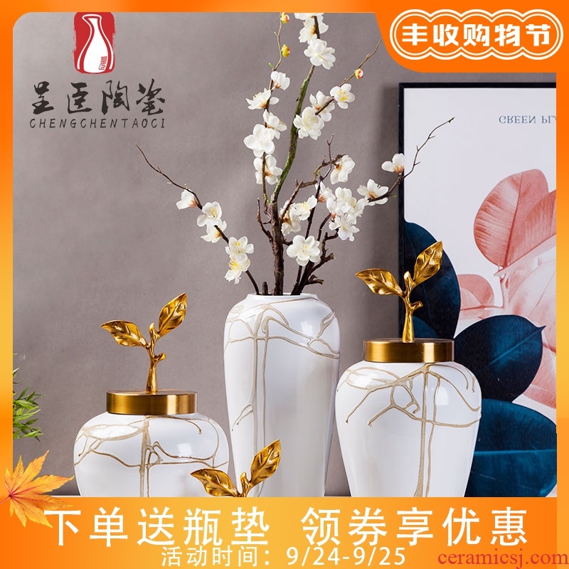 Jingdezhen new european-style decorative furnishing articles hotel example room living room TV cabinet mesa porch vases, flower decoration