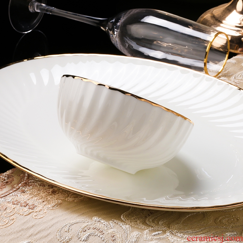 High-grade tableware suit jingdezhen dishes suit household light excessive bone porcelain bowl of composite ceramic sets of chopsticks