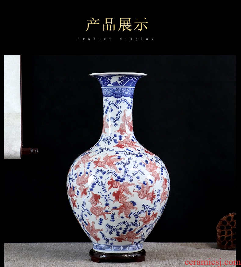 Youligong of blue and white porcelain vase furnishing articles flower arranging archaize sitting room adornment handicraft of jingdezhen ceramics general tank