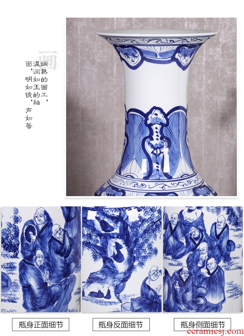 Jingdezhen ceramics hand-painted hotel opening moved into the sitting room of large blue and white porcelain vase furnishing articles furnishing articles