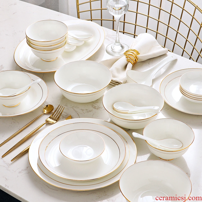 [directly] bone bowls phnom penh dish suit household jingdezhen ceramic tableware contracted combination YangChen bowl plate