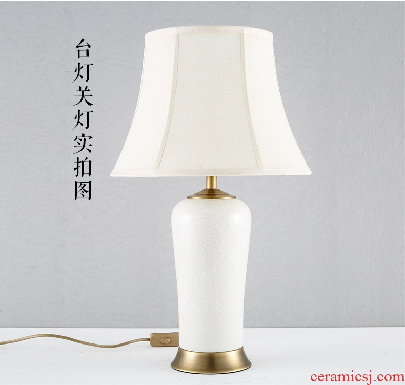 American desk lamp ceramic decoration art designer contemporary and contracted pure color full copper lamps and lanterns of the sitting room the bedroom of the head of a bed