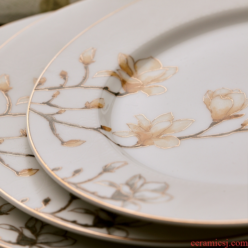 Red porcelain jingdezhen ceramic tableware suit Chinese style household bowl dish dish suits hui LAN heart