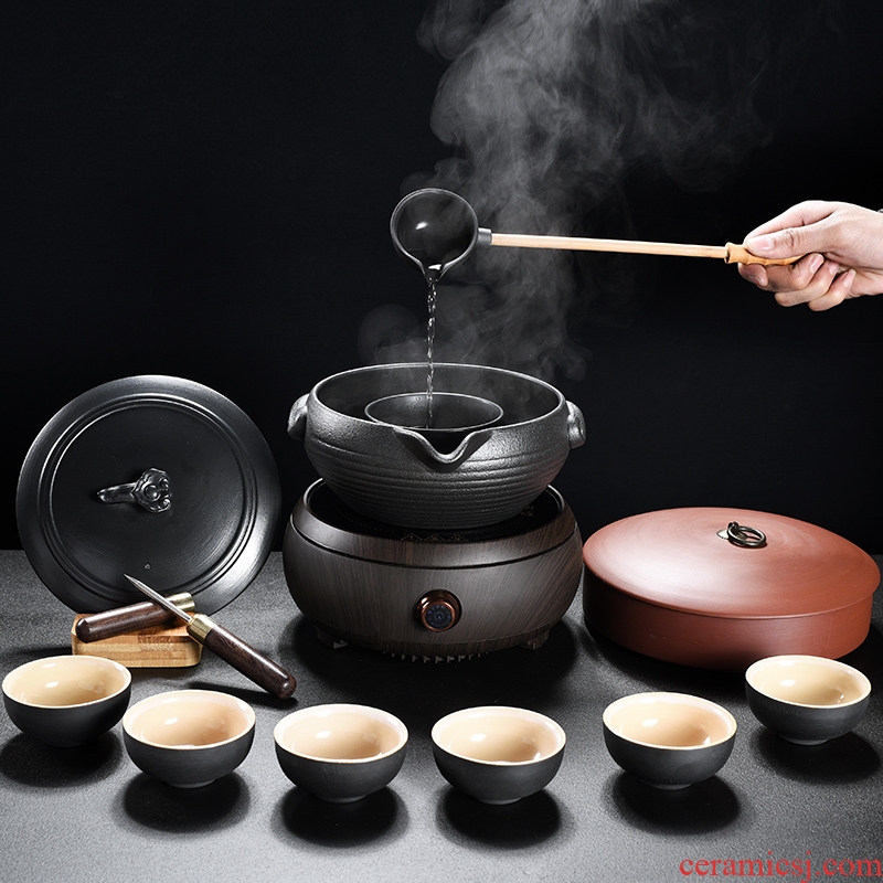 Household ancient ceramic porcelain god boiling kettle black and white pu 'er tea home points tea is the tea, the electric TaoLu suits