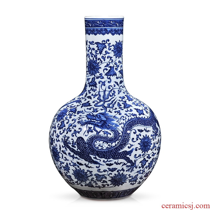 Jingdezhen ceramics antique blue-and-white celestial large vases, new Chinese style living room TV ark home furnishing articles