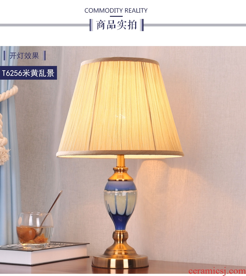 American ceramic desk lamp of bedroom the head of a bed is contracted and contemporary new fashion decoration wedding celebration of creativity that move light of remote control