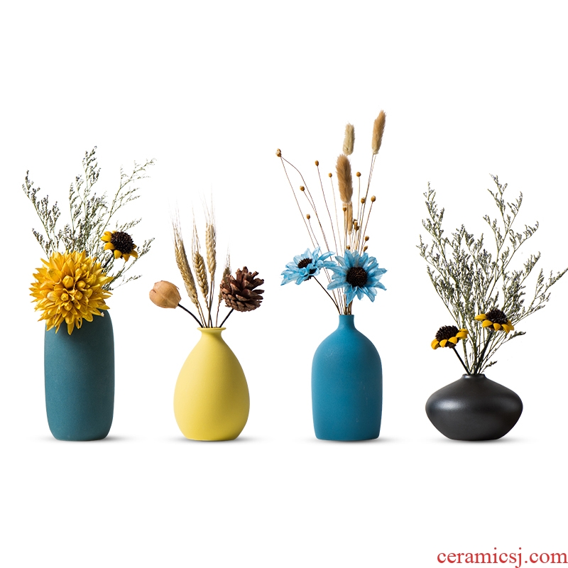 Small pure and fresh and dried flowers decorate the room place flower arranging home sitting room TV ark ceramic desk table Nordic vase