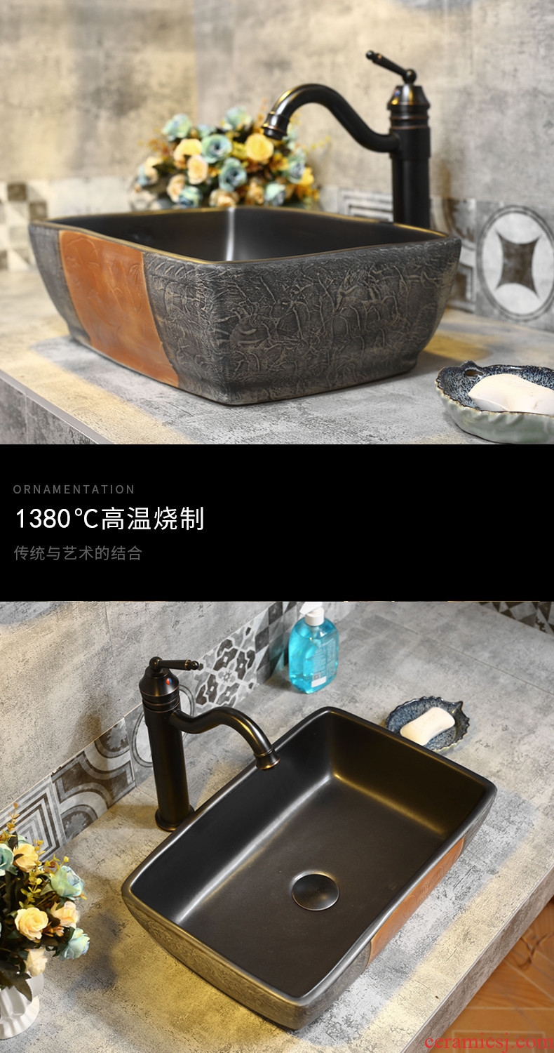 Creative household porcelain of song dynasty on the small square hotel lavabo legend basin sink basin restoring ancient ways