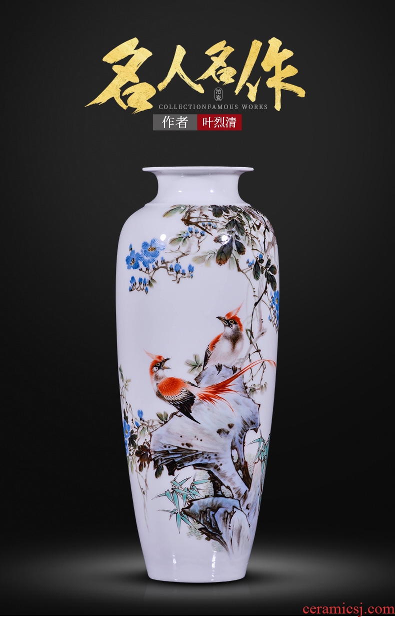 Jingdezhen ceramic painting birds and flowers in the vase furnishing articles new Chinese style office sitting room porch decoration craft gift