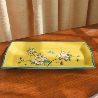 Murphy's new Chinese style classical handmade ceramic bowl American country rectangle creative decorative fruit tray