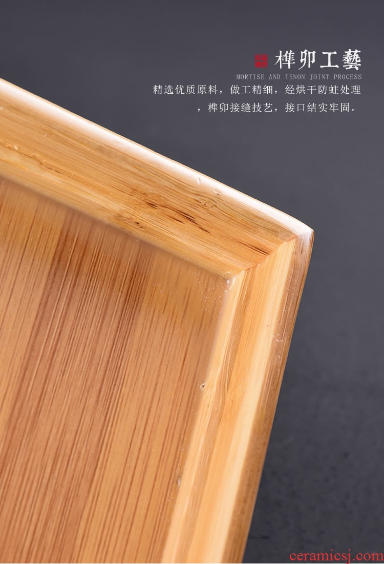 Ceramic tea tray Japanese household bamboo tray kung fu tea set water contracted solid wood dry mini tea table