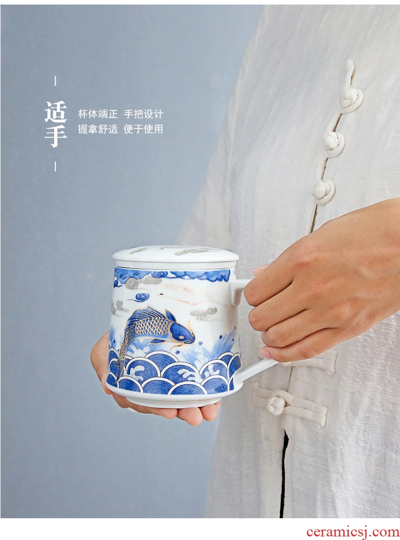 Silver lining coppering.as jingdezhen tea cup 999 sterling silver with cover filter office cup a cup of water glass ceramic tea separation